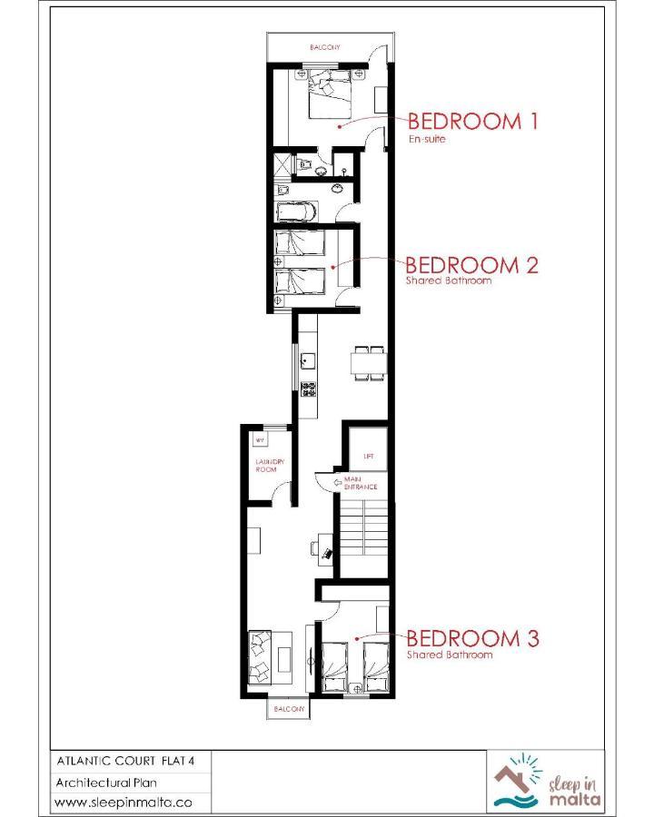 F4 Room 2, Private Room Two Single Beds Shared Bathroom Msida Ngoại thất bức ảnh